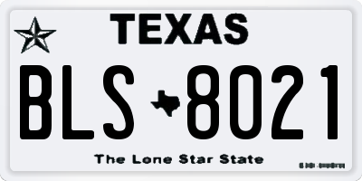 TX license plate BLS8021