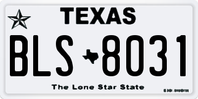 TX license plate BLS8031