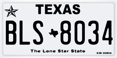 TX license plate BLS8034