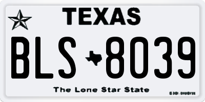 TX license plate BLS8039
