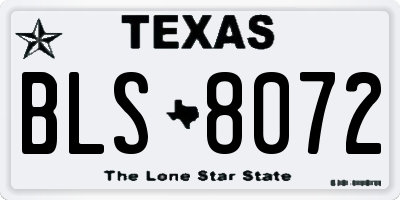 TX license plate BLS8072