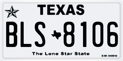 TX license plate BLS8106