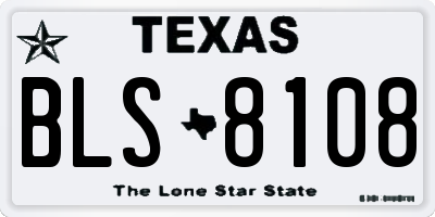 TX license plate BLS8108