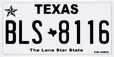 TX license plate BLS8116