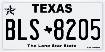TX license plate BLS8205