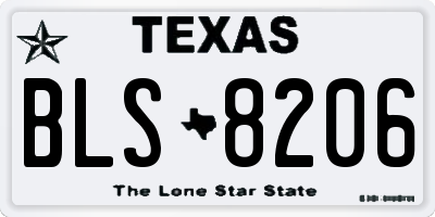 TX license plate BLS8206
