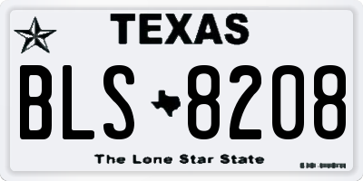 TX license plate BLS8208