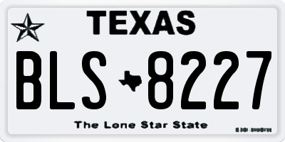 TX license plate BLS8227
