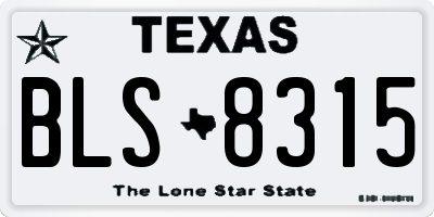 TX license plate BLS8315