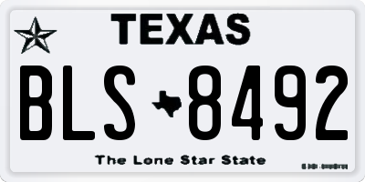 TX license plate BLS8492