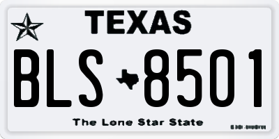 TX license plate BLS8501