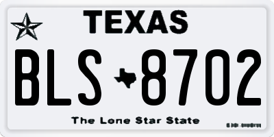 TX license plate BLS8702