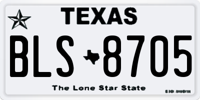 TX license plate BLS8705