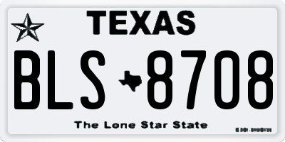 TX license plate BLS8708