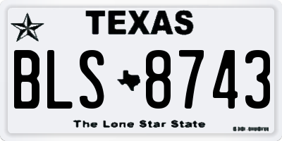 TX license plate BLS8743