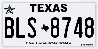 TX license plate BLS8748
