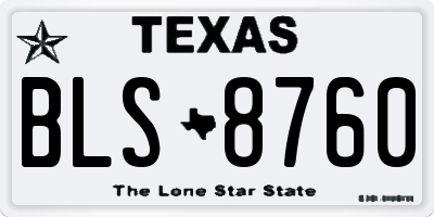 TX license plate BLS8760
