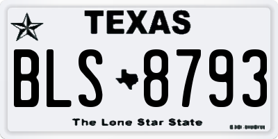 TX license plate BLS8793