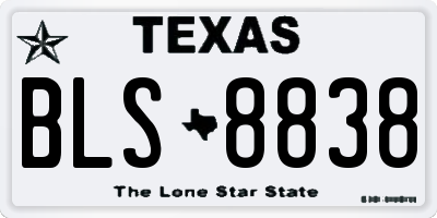 TX license plate BLS8838