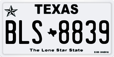 TX license plate BLS8839