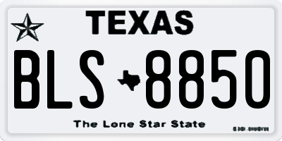 TX license plate BLS8850
