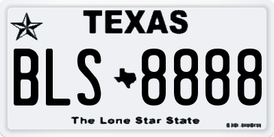 TX license plate BLS8888