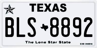 TX license plate BLS8892