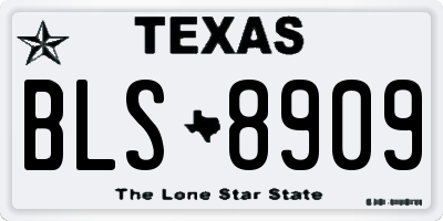 TX license plate BLS8909