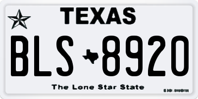 TX license plate BLS8920