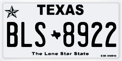 TX license plate BLS8922