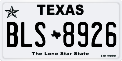 TX license plate BLS8926