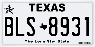 TX license plate BLS8931
