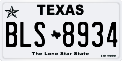 TX license plate BLS8934