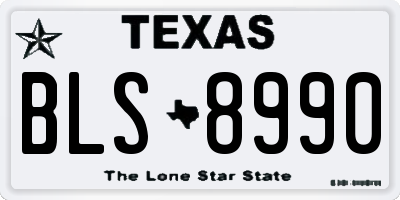 TX license plate BLS8990