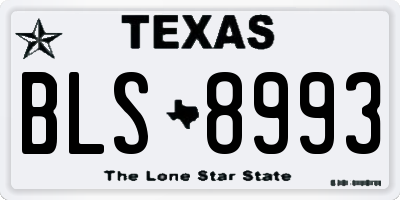 TX license plate BLS8993