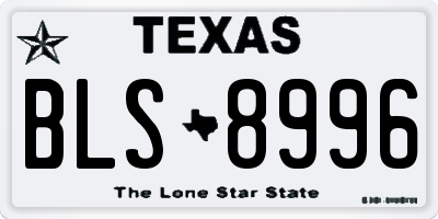 TX license plate BLS8996