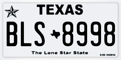 TX license plate BLS8998