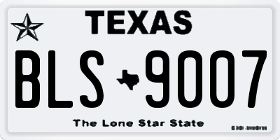 TX license plate BLS9007