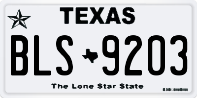TX license plate BLS9203