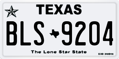 TX license plate BLS9204