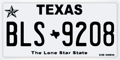 TX license plate BLS9208