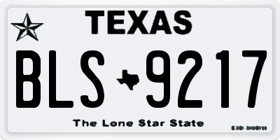TX license plate BLS9217