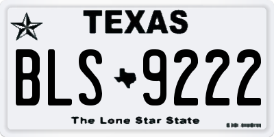 TX license plate BLS9222