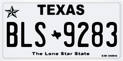 TX license plate BLS9283