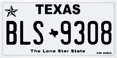 TX license plate BLS9308