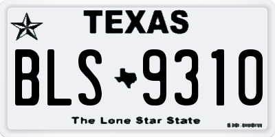 TX license plate BLS9310