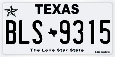 TX license plate BLS9315