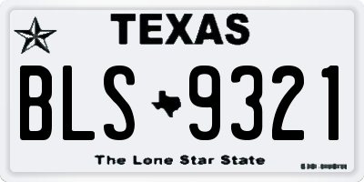 TX license plate BLS9321