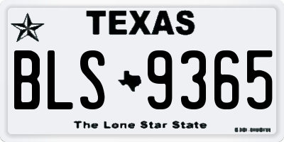 TX license plate BLS9365
