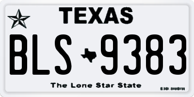 TX license plate BLS9383